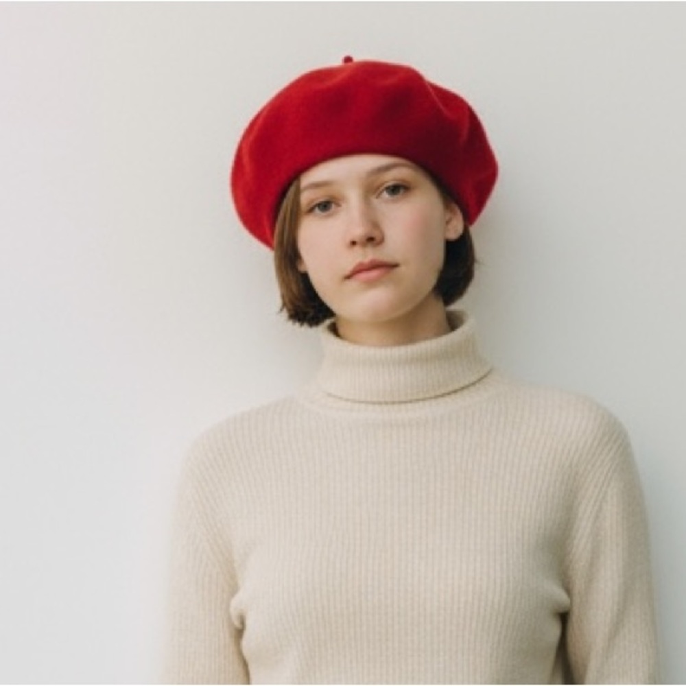 French Red Wool Beret Hat